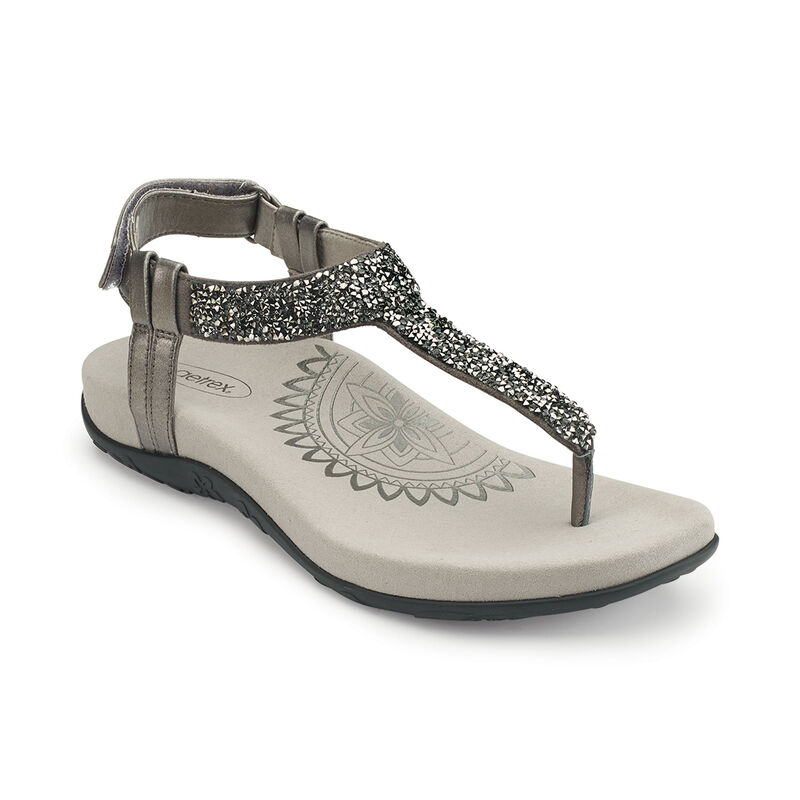 Aetrex Womens Jade Sparkle Thong Sandals Gunmetal - 4DC0El3P3